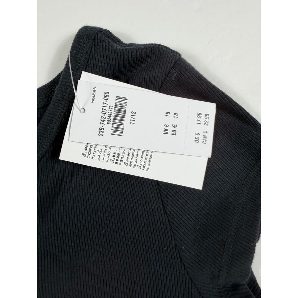 NEW Abercrombie Kids Ribbed Henley Short Sleeve Top Black Size 11/12 - Picture 3 of 4